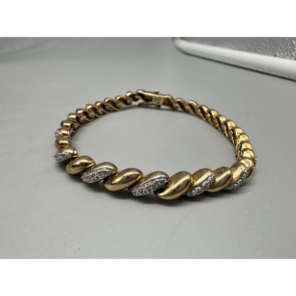 Gold Vermeil Sterling Silver Twist Bracelet 7" 16g